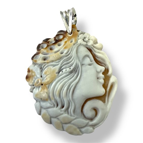 Pendant Mandile 1922 Woman Cammei  in Silver Conchiglia 2MCICM169 - 2MCICM169